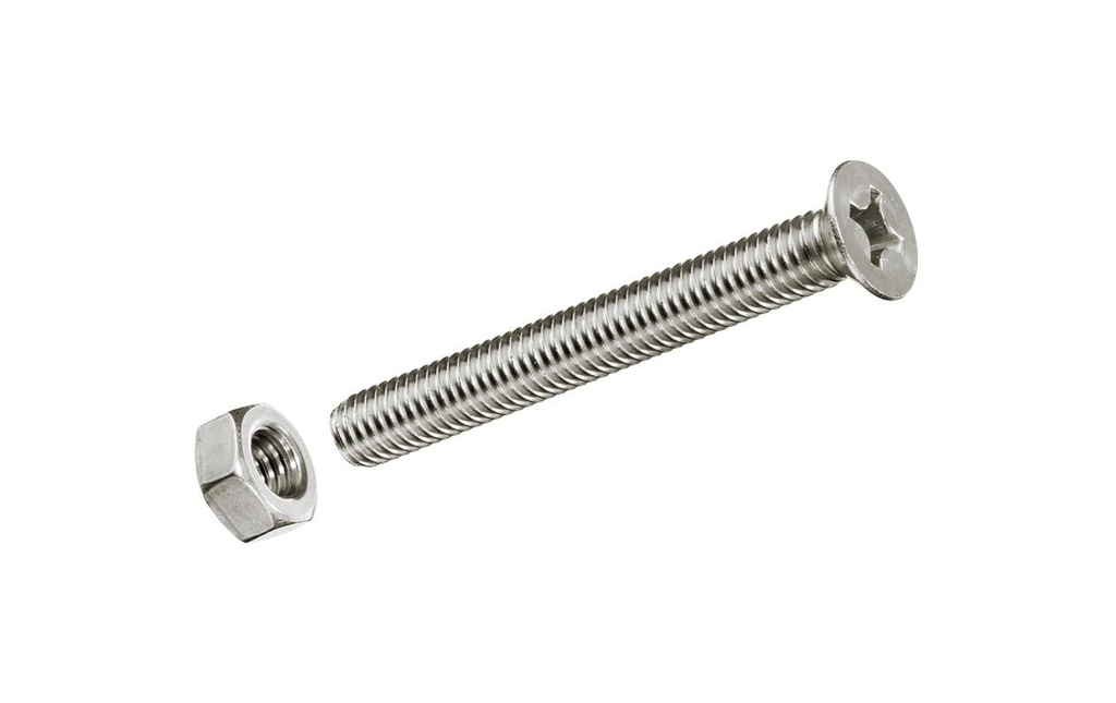 FTM Vis métriques M 4 x 20 mm, avec écrous, Acier inoxydable, 6pcs