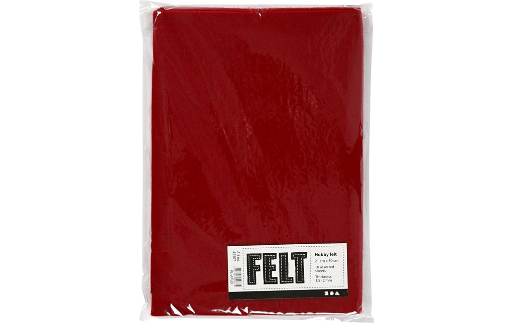 Creativ Company Feutre de bricolage 1.5 - 2 mm, A4, 10 feuilles, Rouge foncé