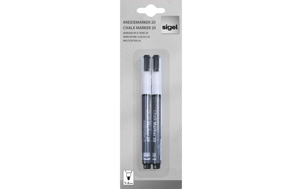 Sigel Marqueur craie liquide 20 Pointe ronde, Blanc