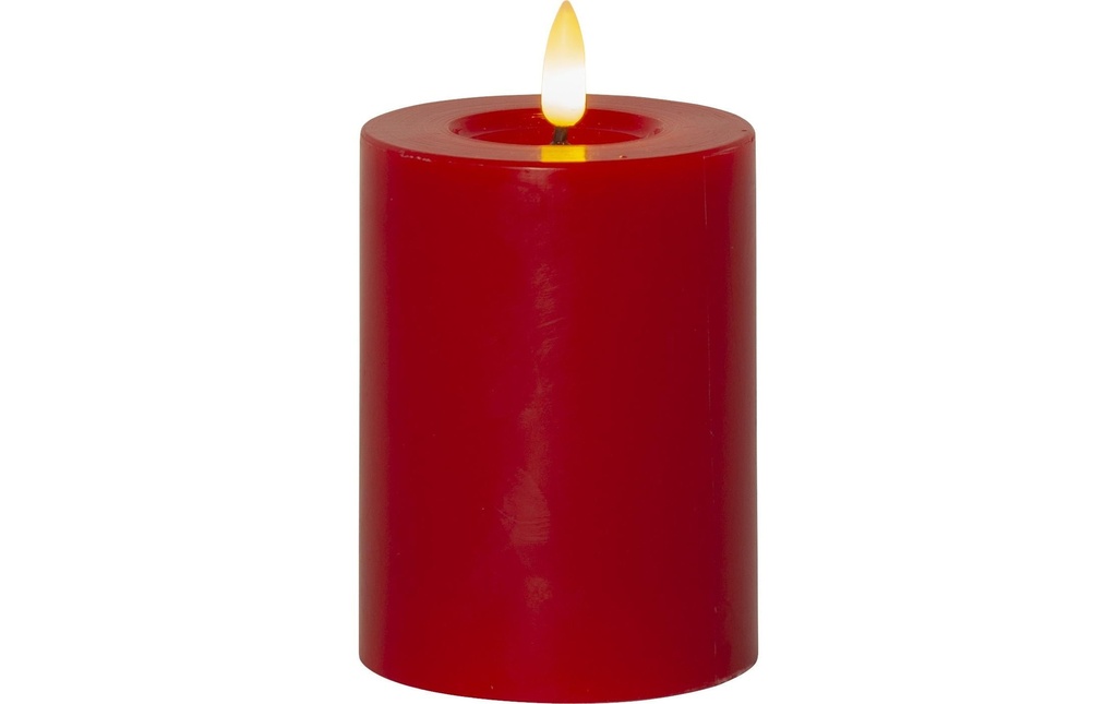 Star Trading Bougie LED Pillar Flamme Flow Intérieur, rouge, 12.5 cm de hauteur
