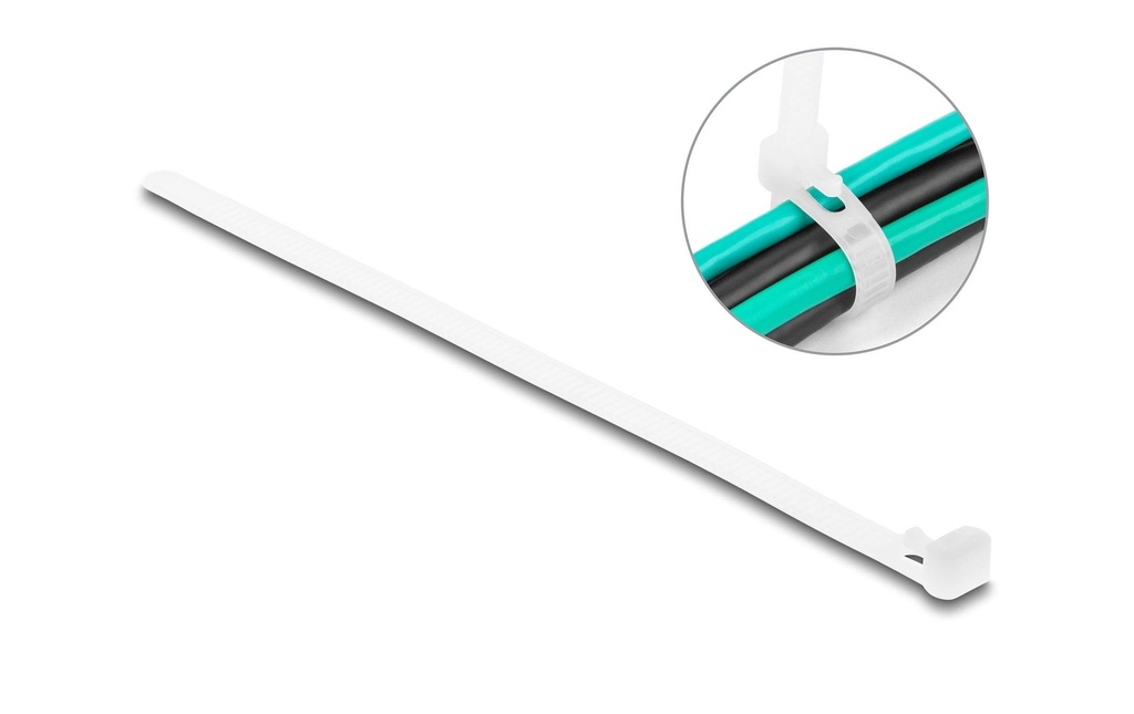 Delock Serre-câble Blanc 200 mm x 7.2 mm, 100 pièces