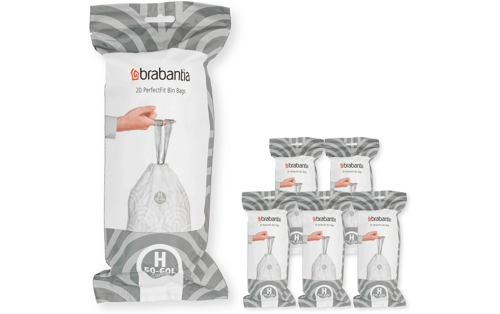Brabantia Sac à ordures ménagères PerfectFit H 50-60 l, 120 Pièce/s