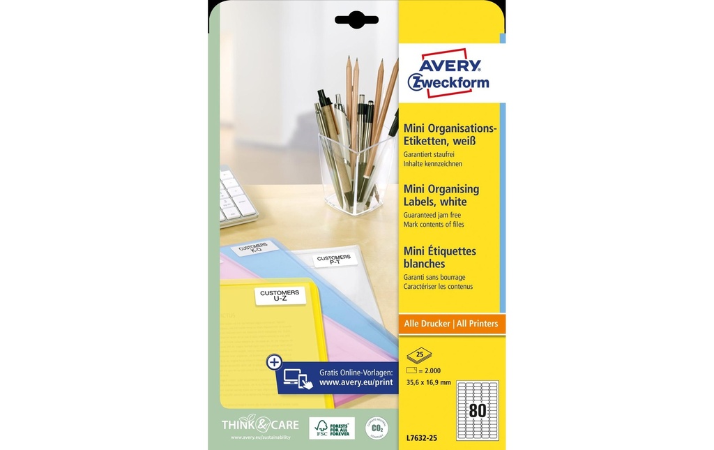 Avery Zweckform Mini-étiquettes L7632 - 25 35,6 x 16,9 mm