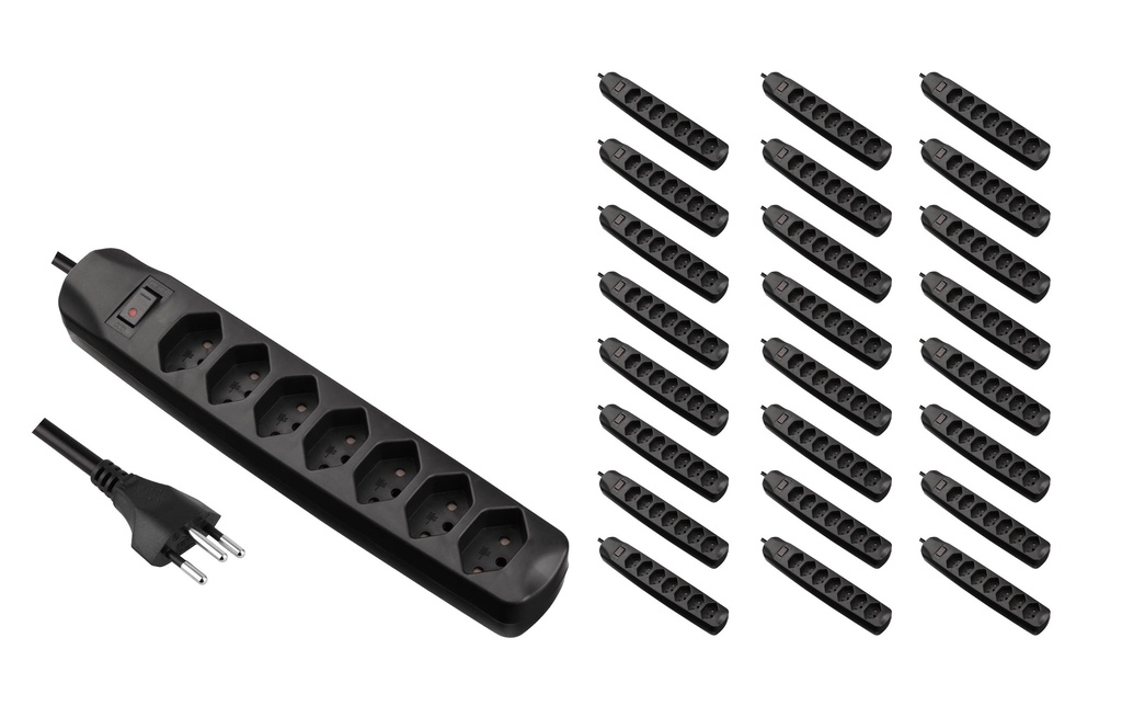 FURBER.power Bloc multiprises 7x T13 avec interrupteur, 25 pièces