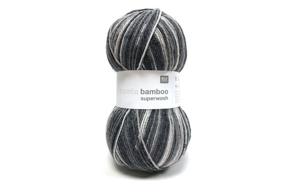 Rico Design Laine Le bambou pour les chaussettes 4 fils, 100 g, Anthracite