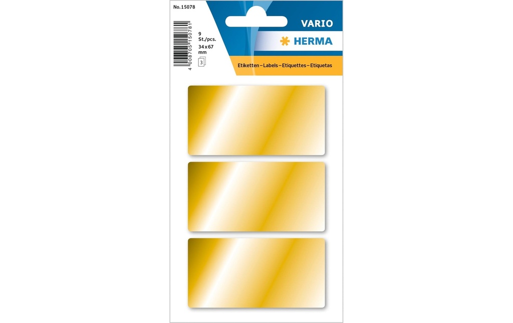 Herma Stickers Autocollants de Noël Étiquettes en or, 3 feuilles / 9 étiquettes