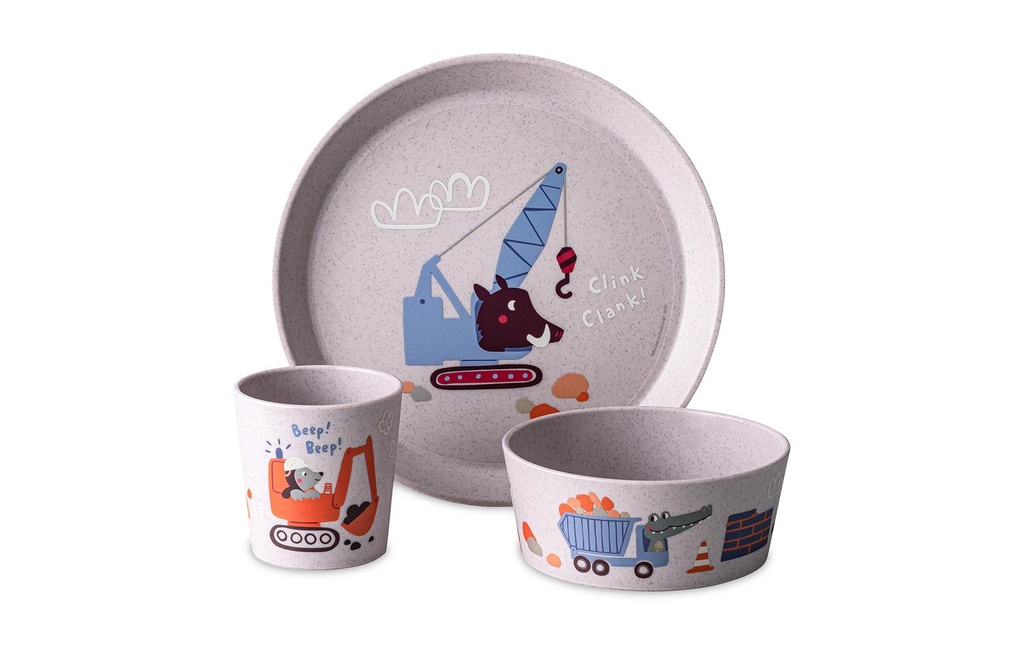 Koziol Service de table pour enfants CONNECT TRUCKS purple grey
