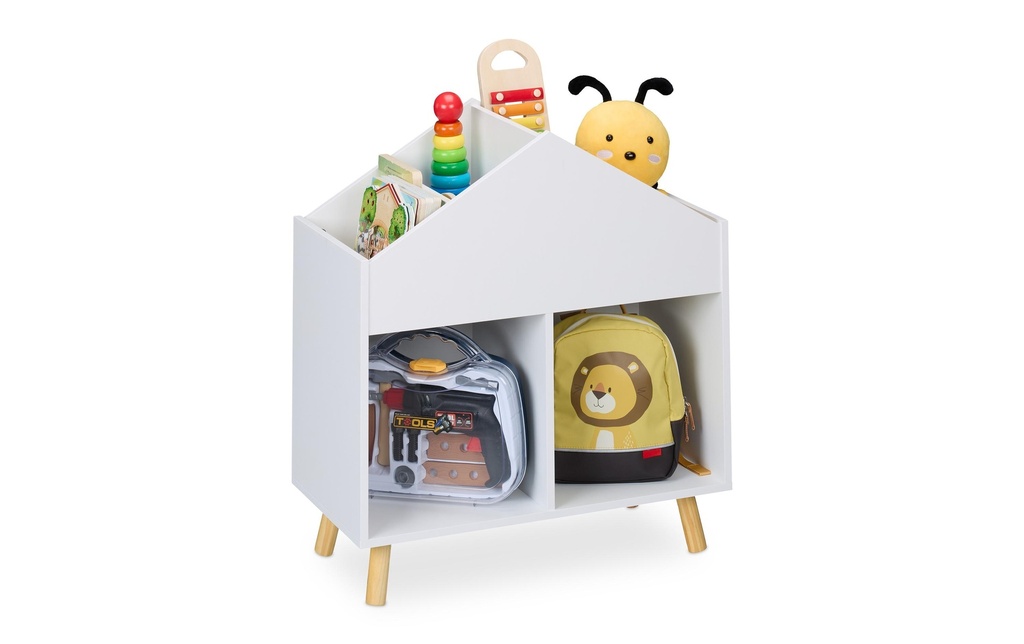 relaxdays Étagère pour enfants Maison Blanc; Brun clair