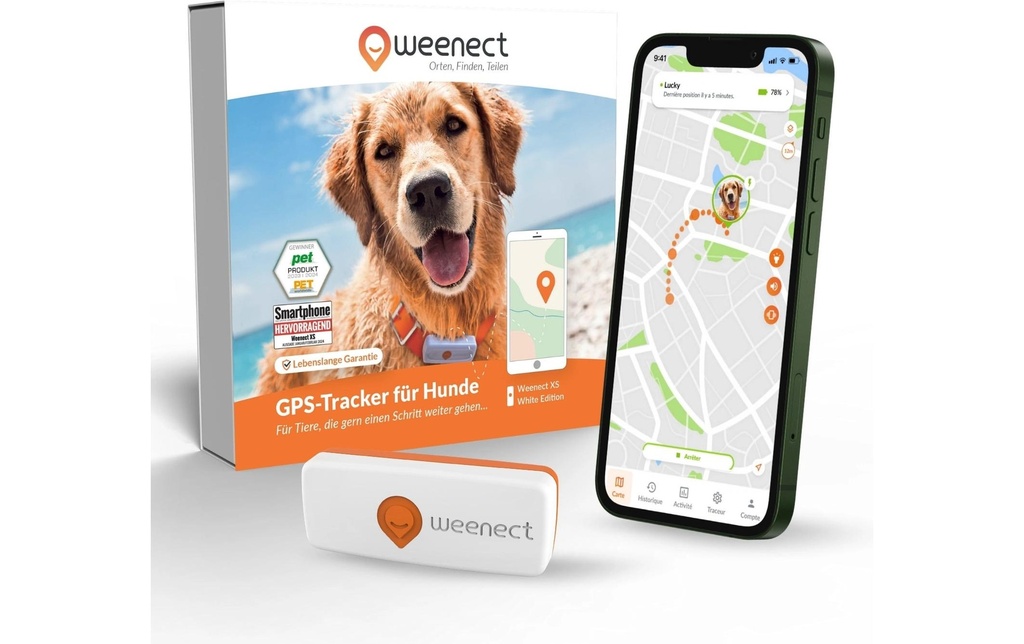 Weenect Traqueur GPS XS pour les chiens, Blanc