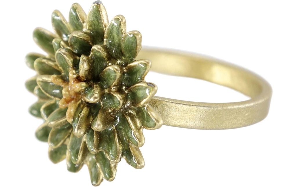 Chic Antique Rond de serviette Fleur Vert/Doré