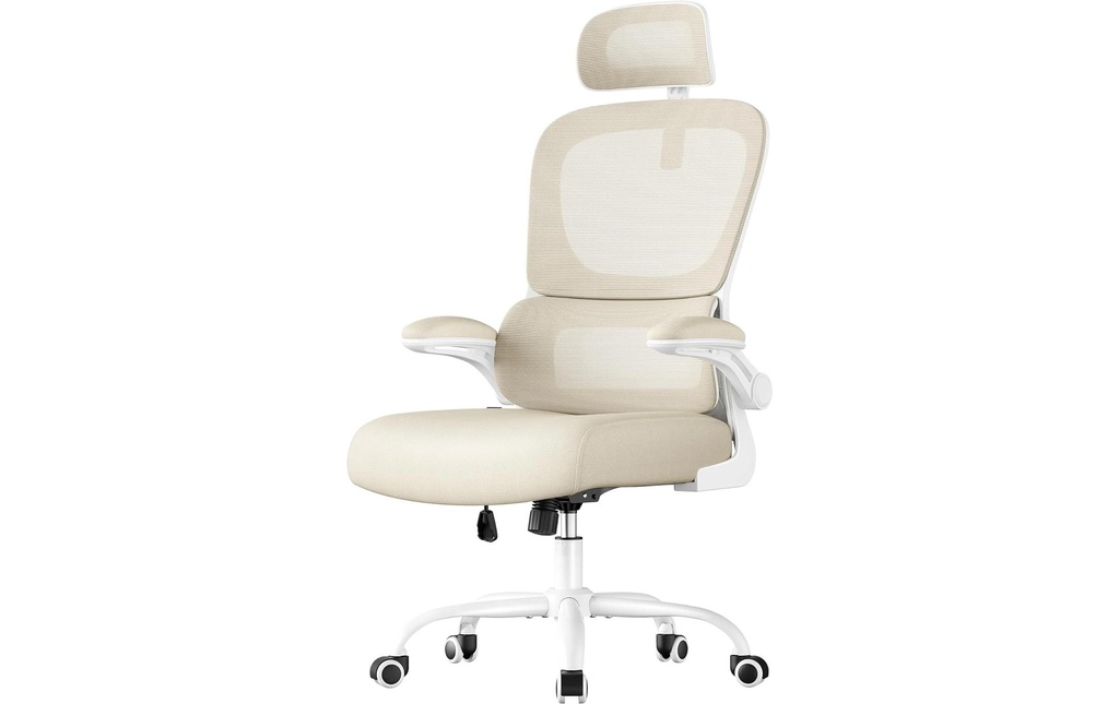 Songmics Chaise de bureau avec accoudoirs Beige