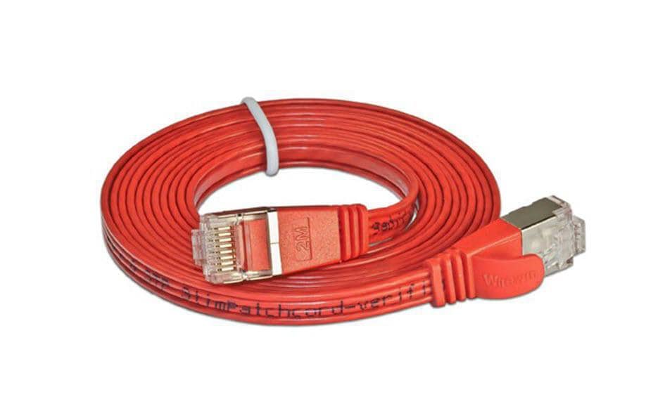 SLIM Câble patch slim RJ-45 - RJ-45, Cat 6, STP, 10 m, Rouge