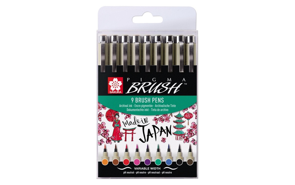 Sakura Brushpen Pigma Lot de 9