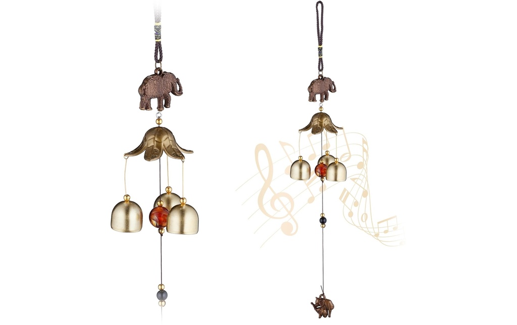 relaxdays Carillon à vent Éléphants Feng Shui 45.5 cm