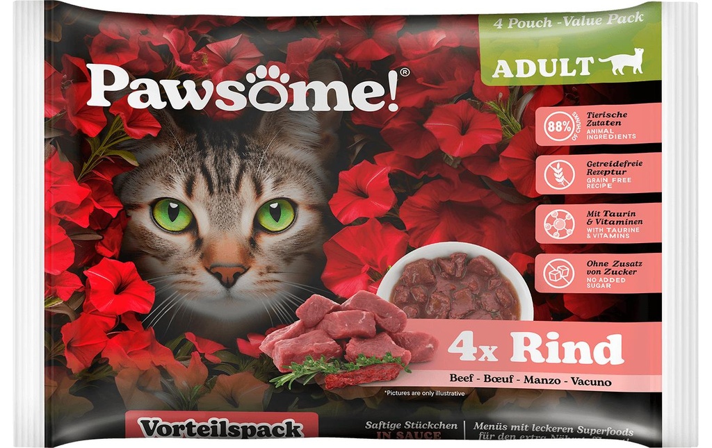 Pawsome Cat Superfood Adult Bœuf 4 x 85 g