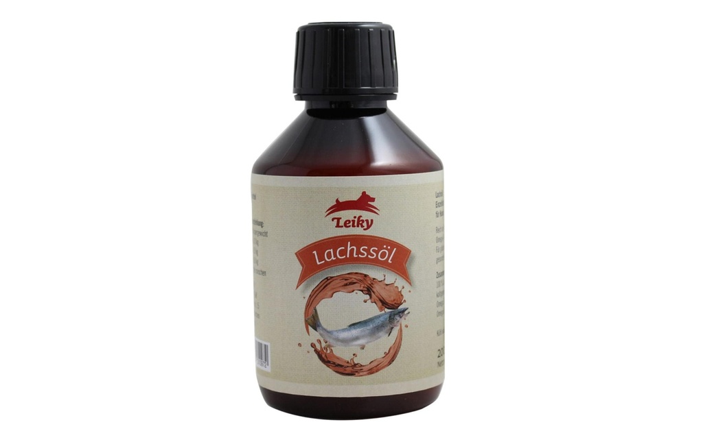 Leiky Supplément alimentaire pour chiens Huile de saumon, 200 ml