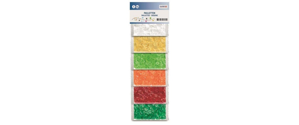 Glorex Paillettes Multicolore, 6 mm, 30g