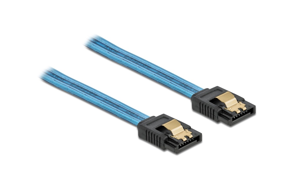 Delock Câble SATA UV Effet lumineux bleu 20 cm