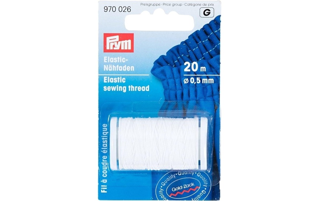 Prym Fil élastique 0.5 mm x 20 m Blanc
