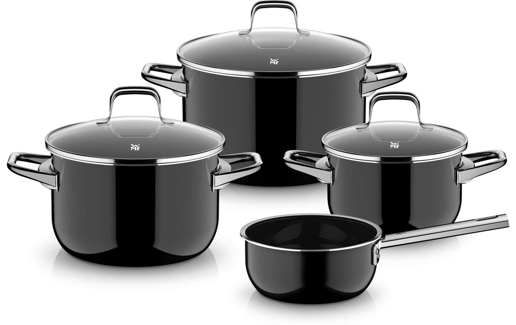 WMF Set de casseroles Fusiontec Essential Pro, Acier inoxydable, noir