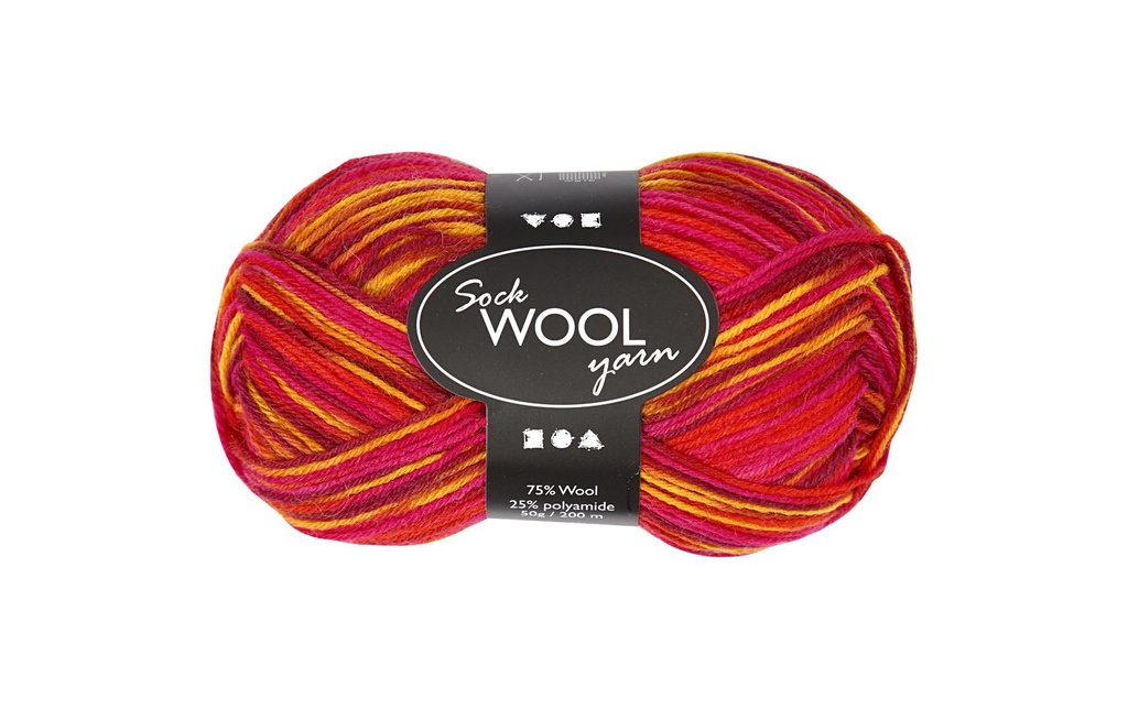 Creativ Company Laine 50 g pour les chaussettes, rouge/orange