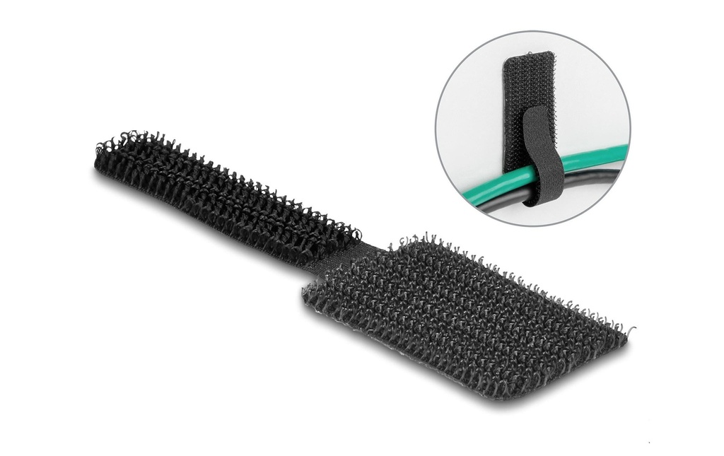 Delock Serre-câble auto-agrippant autocollant Noir 90 mm x 24 mm