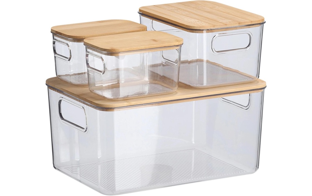 Zeller Present Set de boîtes de rangement Transparent/Brun