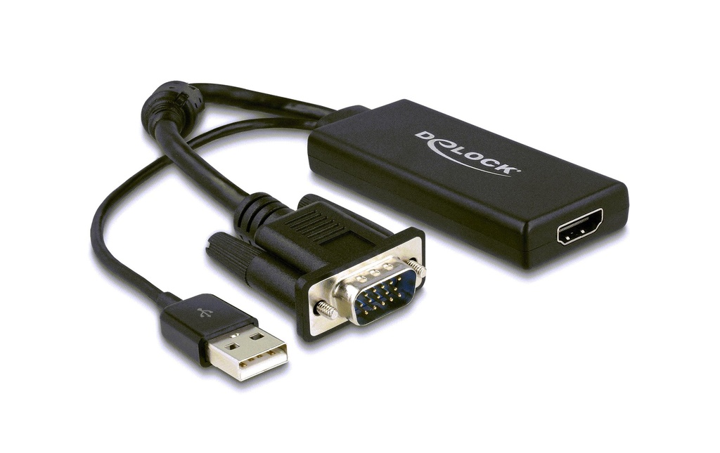 Delock Convertisseur VGA - HDMI,  avec audio via USB