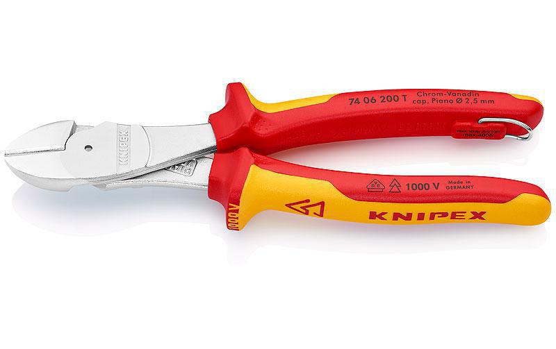 Knipex Pinces coupantes de côté à forte démultiplication 200 mm 1000 V avec oeillet