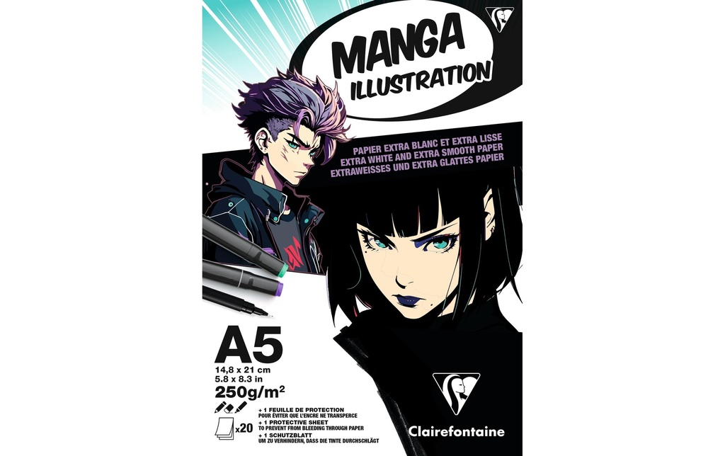 Clairefontaine Bloc d'illustration manga 21 x 14.8 cm