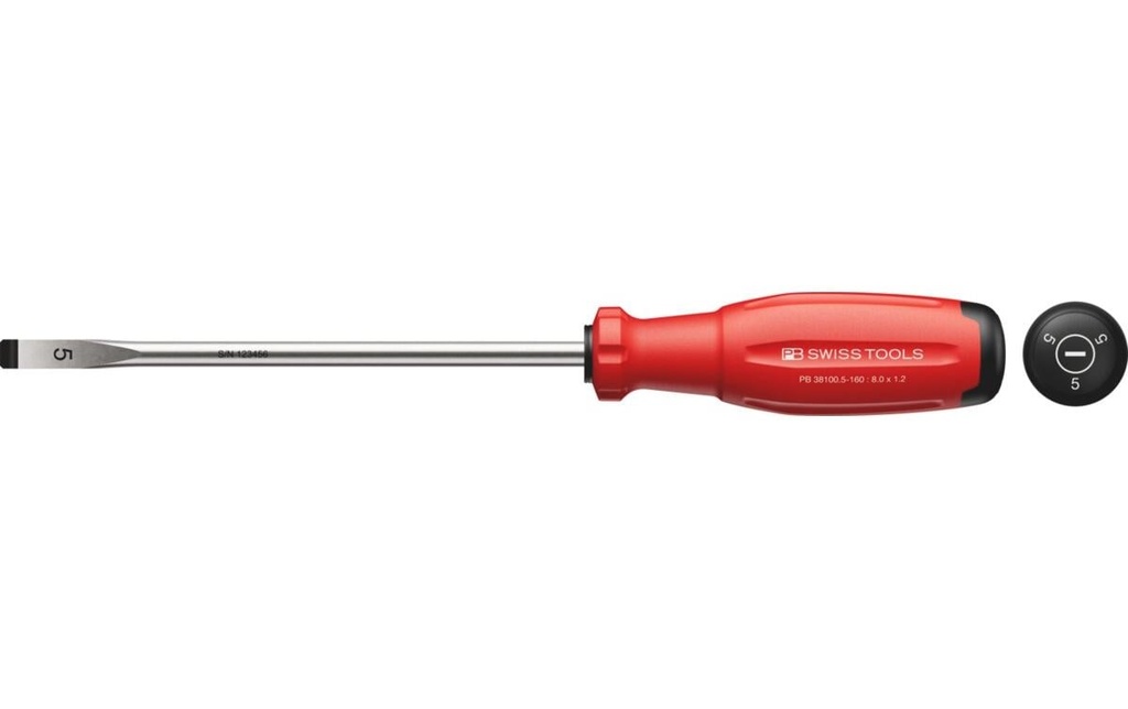 PB Swiss Tools Tournevis pour vis à fente 38100 SwissGrip Evo 8 mm x 160 mm