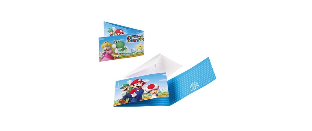 Amscan Carte d’invitation Super Mario 8 pièces