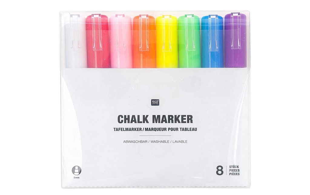 Rico Design Marqueur craie liquide 8 pièces, Multicolore