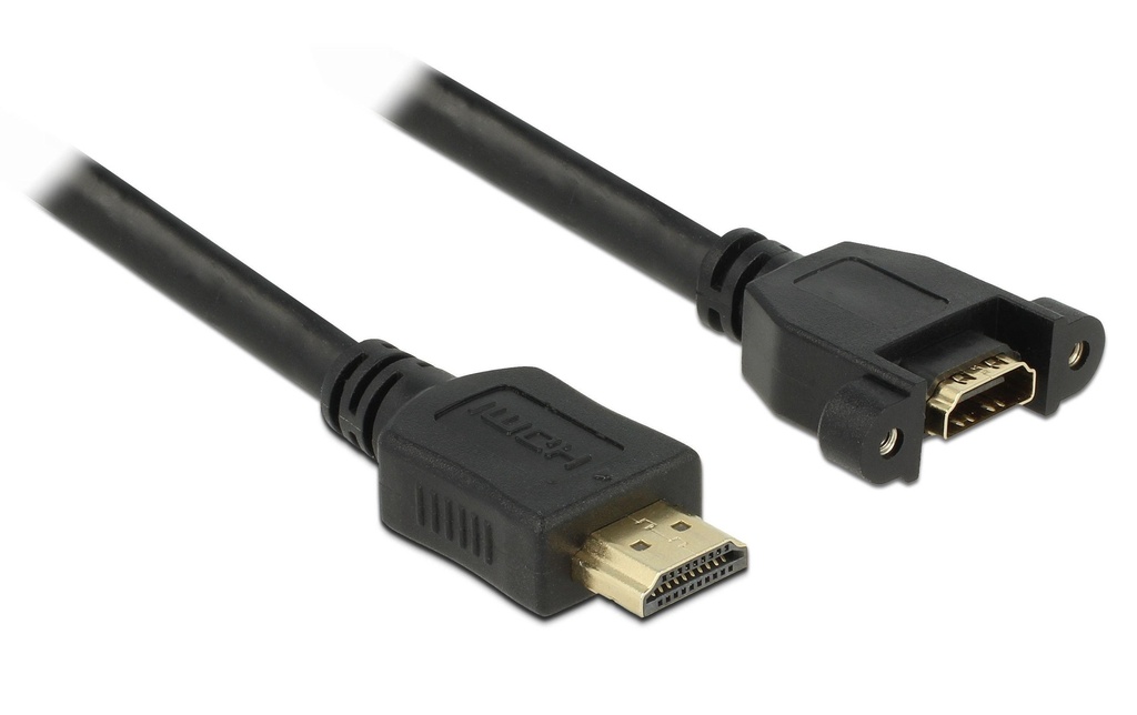 Delock Câble HDMI – HDMI, 2 m 4K, 30 Hz, pour montage, à visser