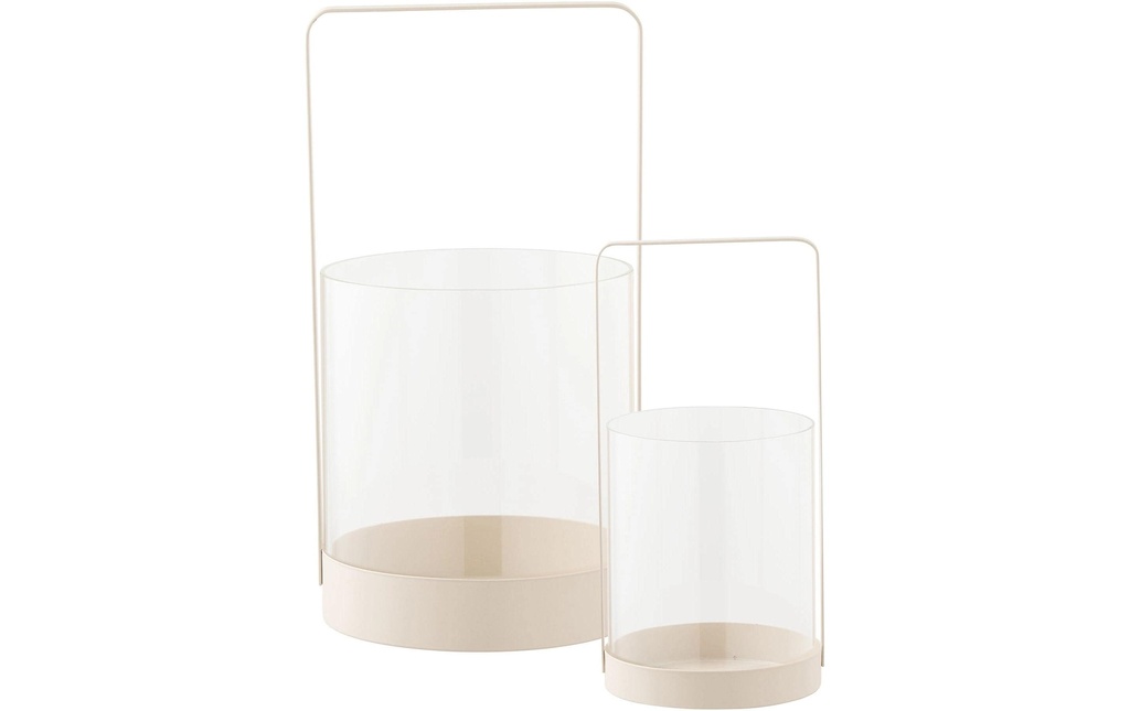 House Nordic Photophore Hurricane, verre/métal, beige