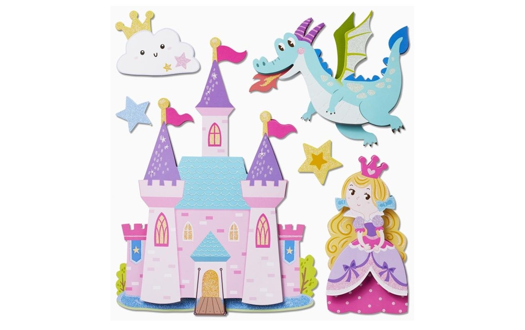 HobbyFun Autocollant 3D Princesse 1 feuille