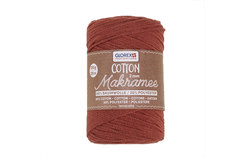 Glorex Laine Macramee Cotton 225m x 2 mm, 250g, Teracotta