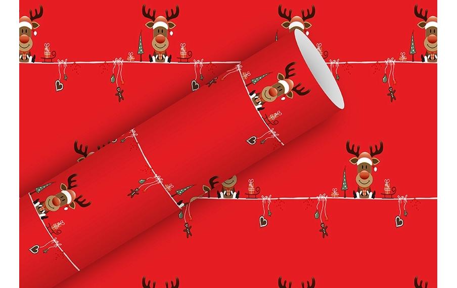 Braun + Company Papier cadeau Little Rudy 2m x 70 cm, rouge