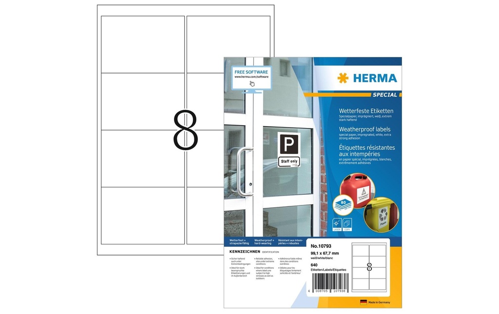 HERMA Labels pour l’extérieur 99.1 x 67.7 mm, 80 feuilles