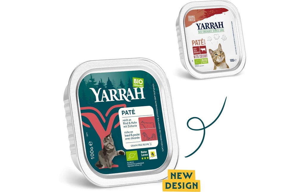 Yarrah Alimentation humide bio Bio Paté Bœuf &amp; Poulet 32x 100 g