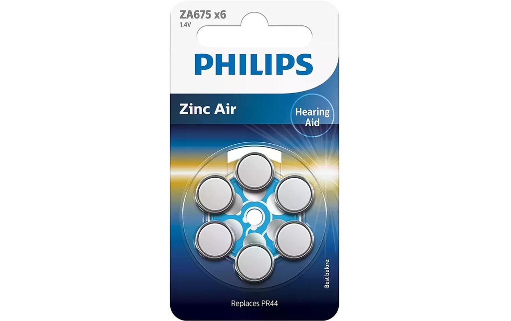 Philips Pile pour Appareils auditif ZA675 , 6 Pièce/s