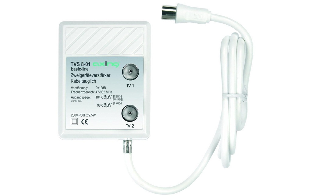 Axing Amplificateur TV pour deux appareils TVS 8-01