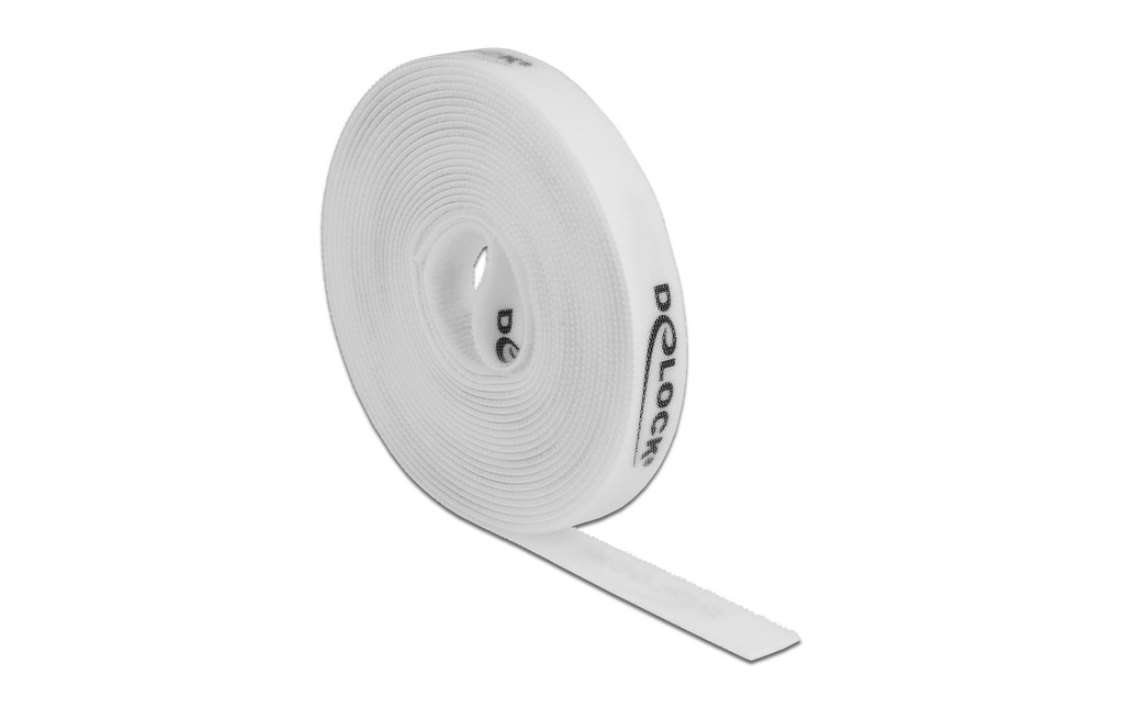 Delock Bande auto-agrippante 5 m x 15 mm blanc