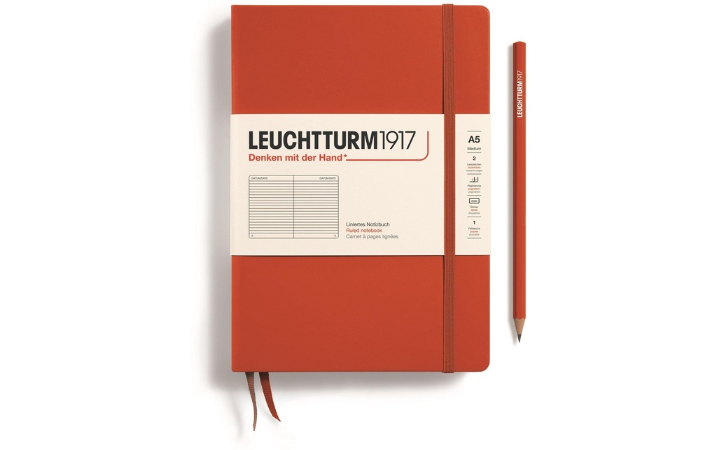 Leuchtturm Bloc-notes Medium A5, À lignes, Rouge