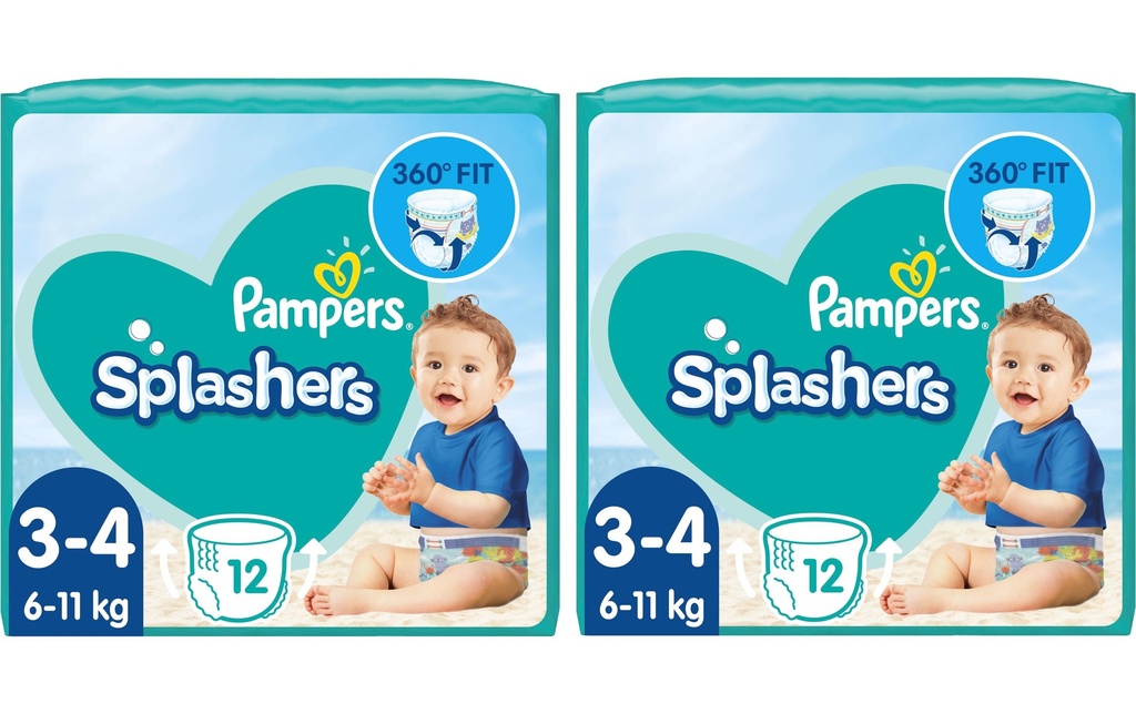 Pampers Couches Pack de transport Splashers Taille 3-4,  2x 12 pièces