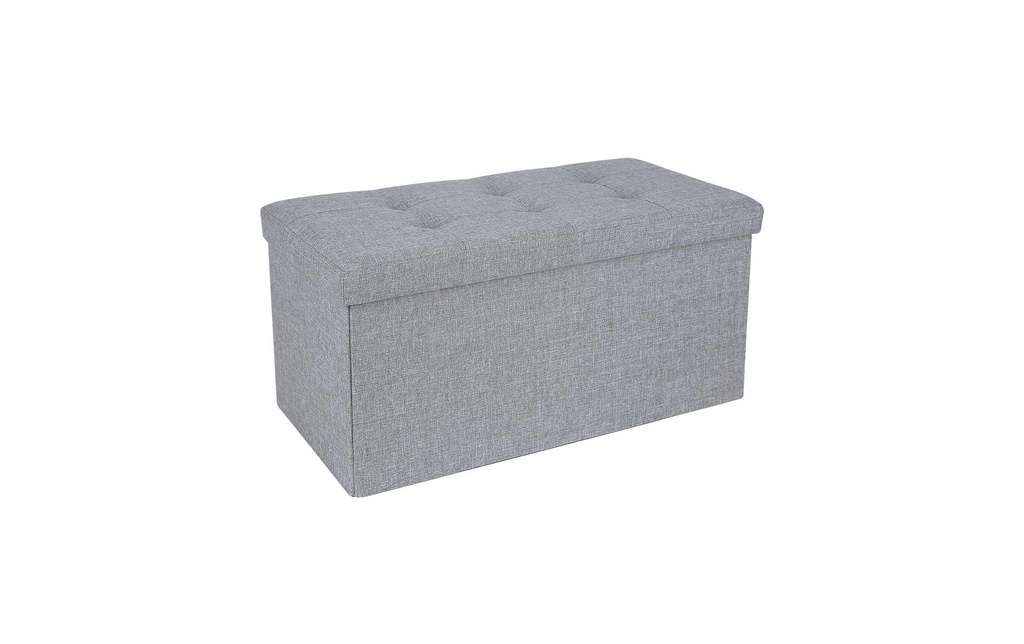 Songmics Coffre-siège Ottomane avec espace de rangement 76 x 38 cm, Gris