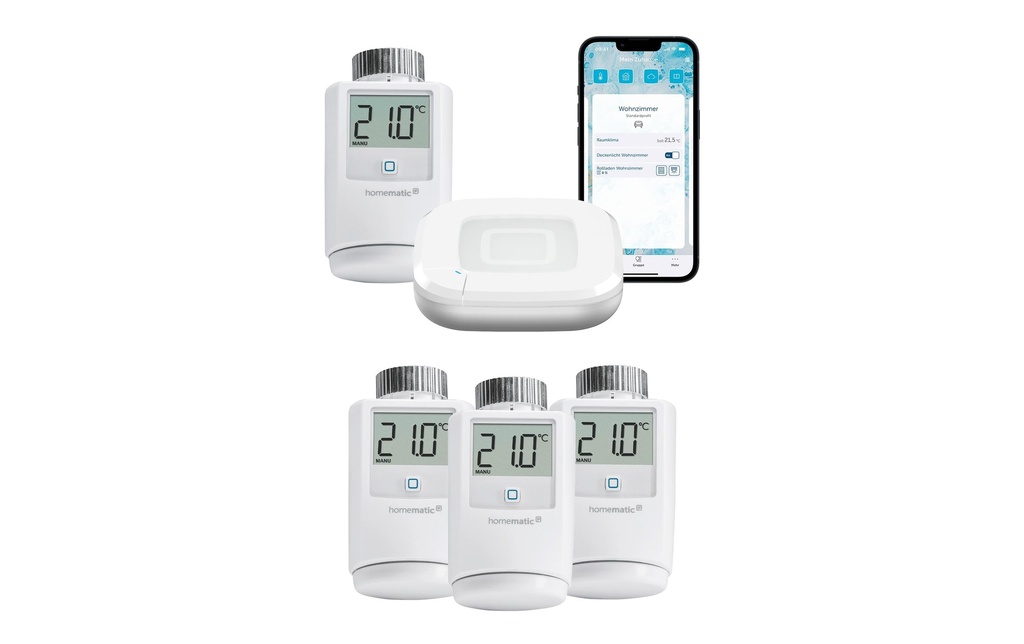 Homematic IP Starter Set Access Point 2, 4x thermostat de radiateur, blanc