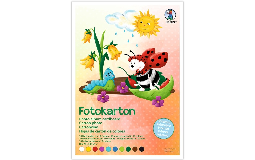 URSUS Papier cartonné A3 10 feuilles, 10 couleurs