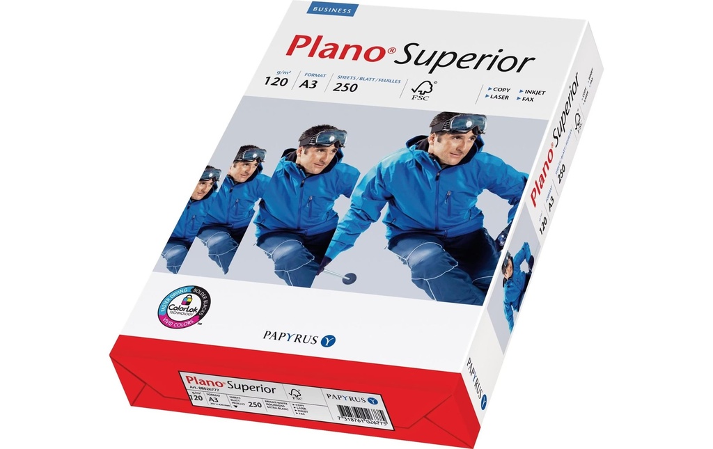 Plano Papier pour photocopie Superior A3, Extra-blanc, 120 g/m², 250 Feuille