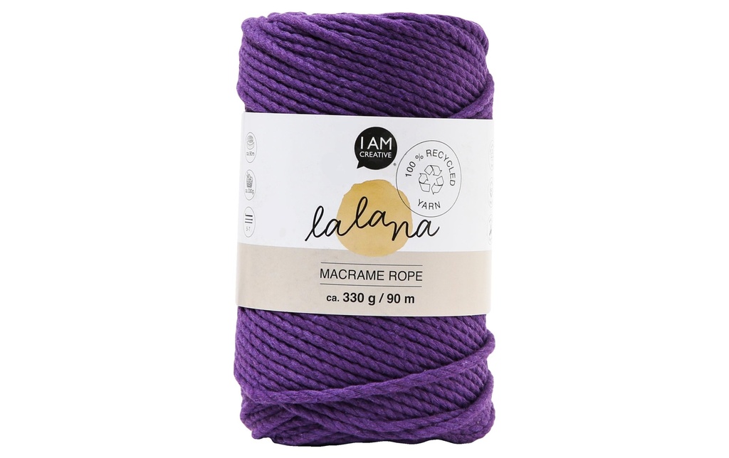 lalana Laine Corde à macramé 3 mm, 330 g, Violet